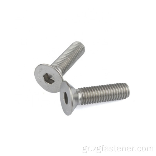 Ανοξείδωτο χάλυβα SUS304 Hex Socket Flat Head Screw